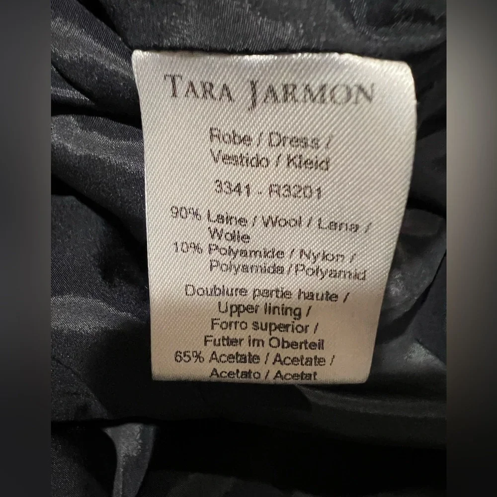 Tara Jarmon wool blend black Zip Back Sleeveless a line dress size 38/6 - Picture 7 of 8